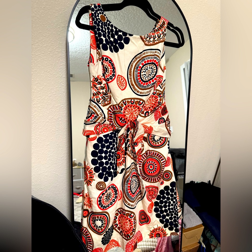kate spade Cream Midi Dress with Red and Navy Medallion Print